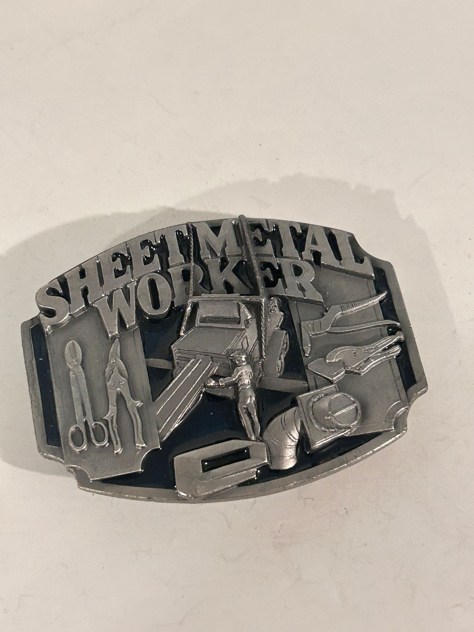 Vintage Sheet Metal Worker Belt Buckle: Item comes exactly as shown Know what you are bidding on. Carefully refer to and examine all photos, ask questions, do research, etc., to determine (Authinticity) . before bidding in order to determin