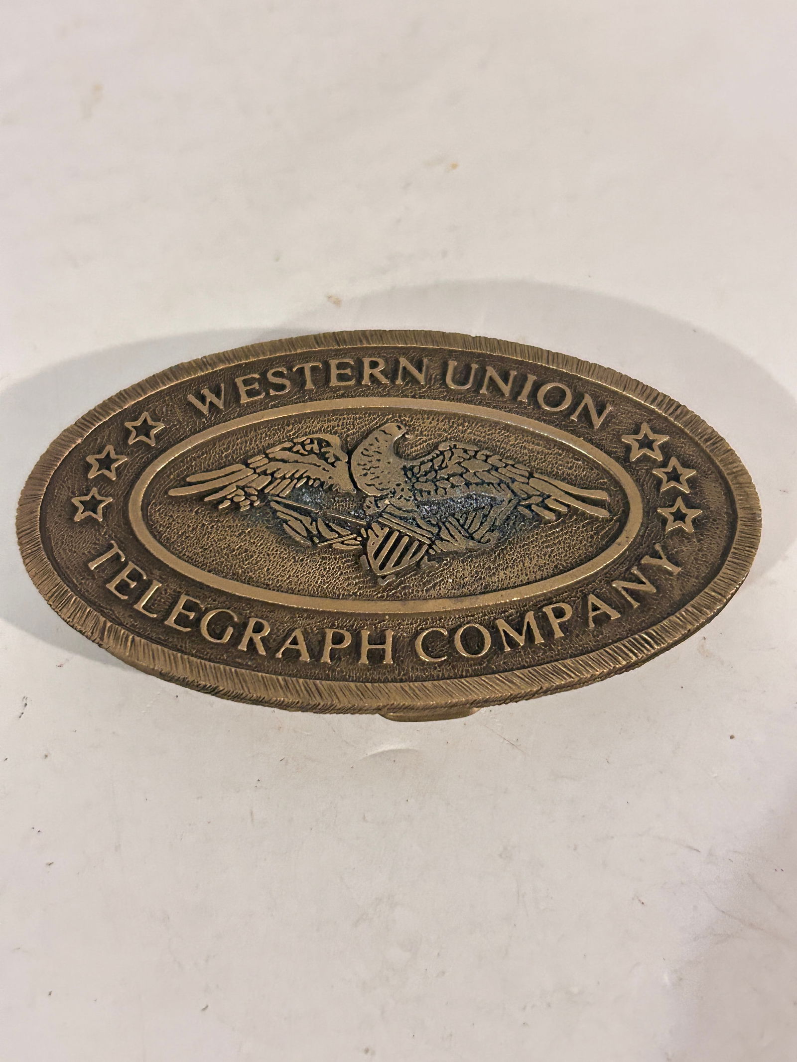 Western Union Telegraph Company Brass Belt Buckle: Western Union Telegraph Company Brass Belt Buckle Please view all photos as they are part of the description and condition of this Item, Feel free to contact me with questions or picture requests! Use