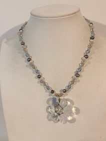 Handcrafted Designer Brenda Perruzza Crystal Necklace 17"