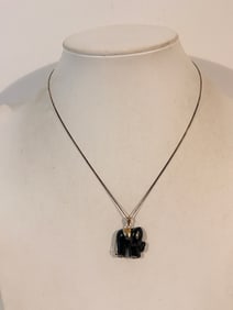 Vintage Sterling Silver Elephant Necklace 16"