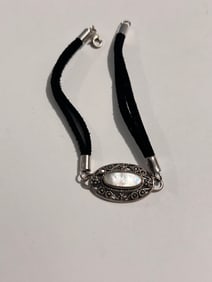 Vintage Sterling Silver mother of pearl Bracelet 7"