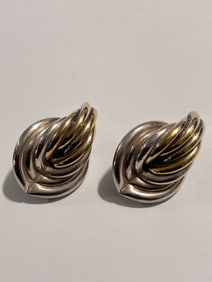 Vintage Brian Signed Electroform Sterling Silver Earrings