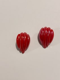 Vintage Fashion red Acrylic Clipon Earrings