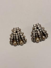 Vintage Rhinestone Faux Pearl Fashion Earrings