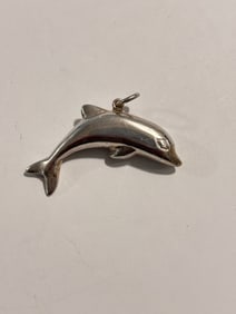 Vintage Sterling Silver Dolphin Pendant