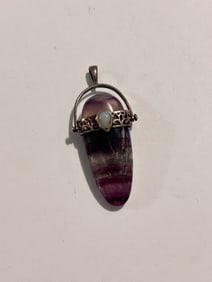 Purple Banded Fluorite with Opal Pendant