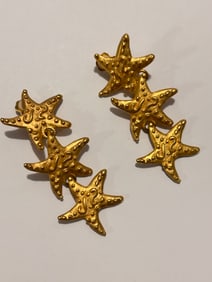 Vintage Gold tone Fashion Star Fish Earrings