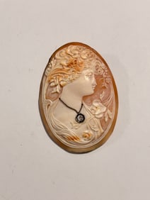 Antique Art Nouveau Shell Cameo Habille Old Mine Diamond Loose Frameless 2 3/4"