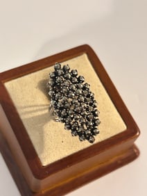 Vintage Sterling Silver Modernist Marcasite Ring SZ 7