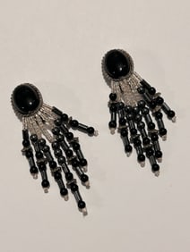 Vintage black glass Fashion Earrings