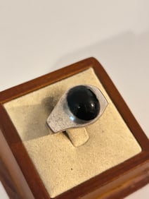 Vintage Sterling Silver heavy onyx Ring SZ 10
