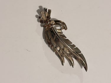 Vintage Signed Jomaz Brooch Gold Tone Leaf