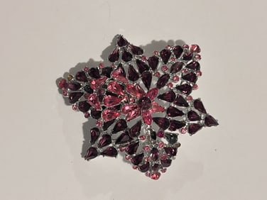 Vintage Purple Rhine stone Brooch missing 2 stones
