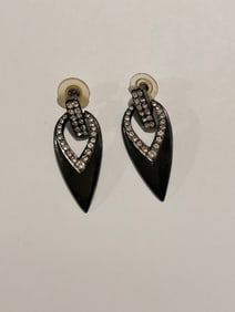 Vintage Black Enamel Fashion Earrings