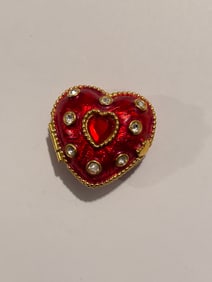Escada Red Enamel Heart Pill Box / Trinket Box
