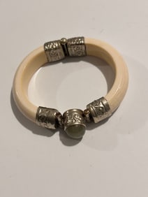 Bovine Bone Bangle Bracelet 8" hinged