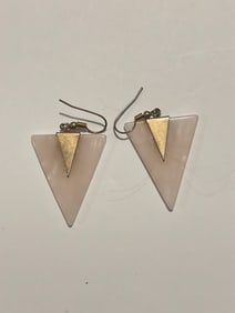 Vintage tested pink jade Fashion Earrings