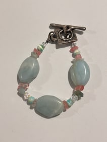 Vintage Gemstone bead Bracelet 8"