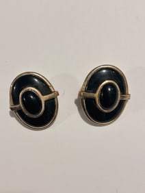 Vintage large glass Gold tone Fashion Earrings