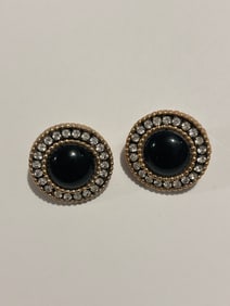 Vintage Gold tone Rhinestone Fashion Earrings