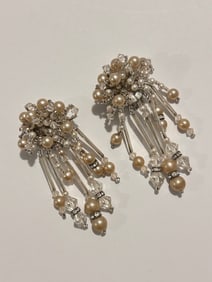 Vintage Rhinestone Faux Pearl Fashion Earrings