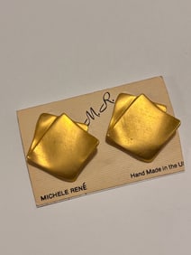 Vintage Gold tone Michele Rene Fashion Earrings