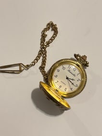 Marcela - Fishing Theme - Pocket Watch-Gold Tone-Quartz working