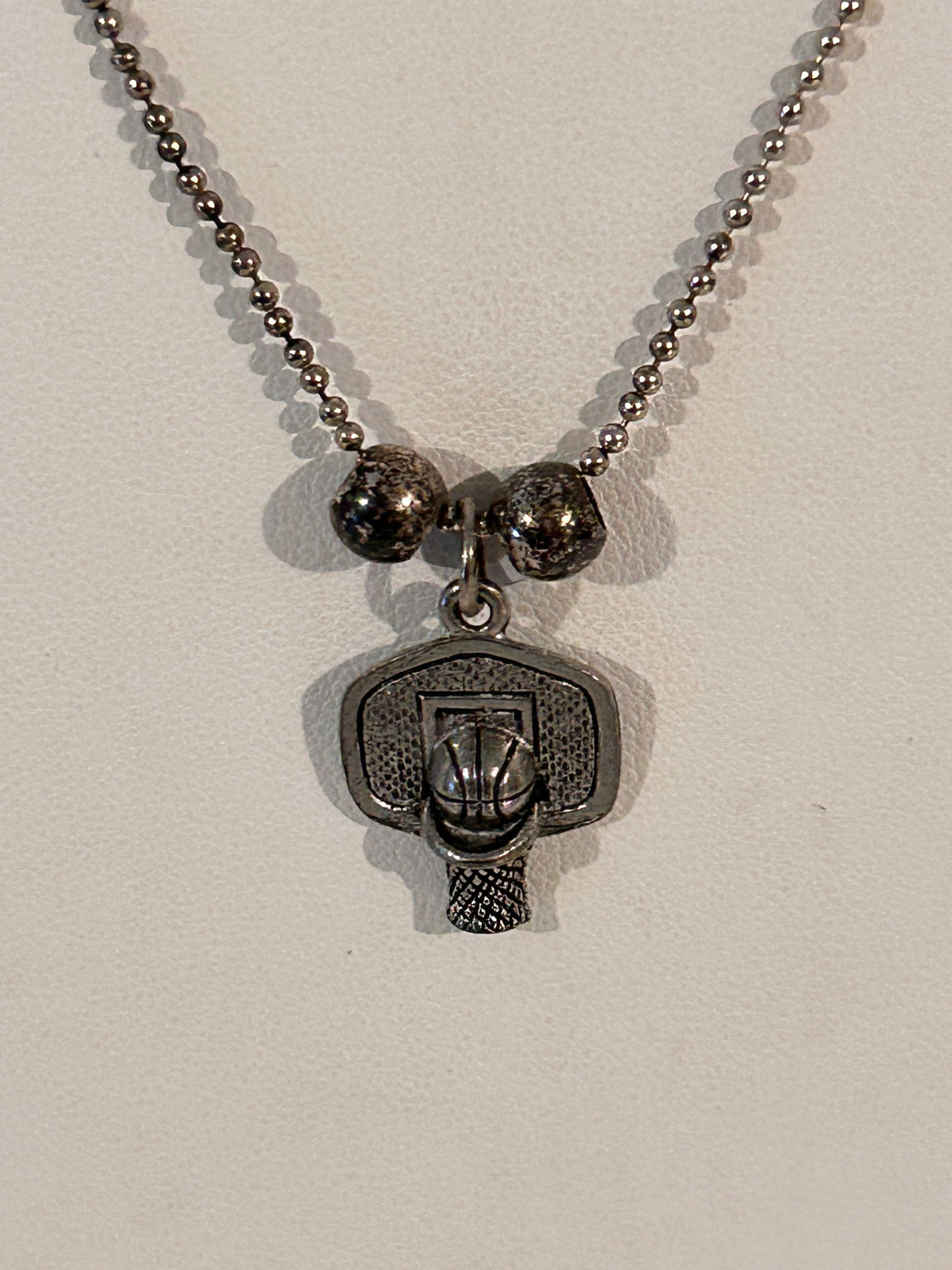 Vintage Sterling Silver Basketball hoop pendant Necklace 22" (1 of 6)