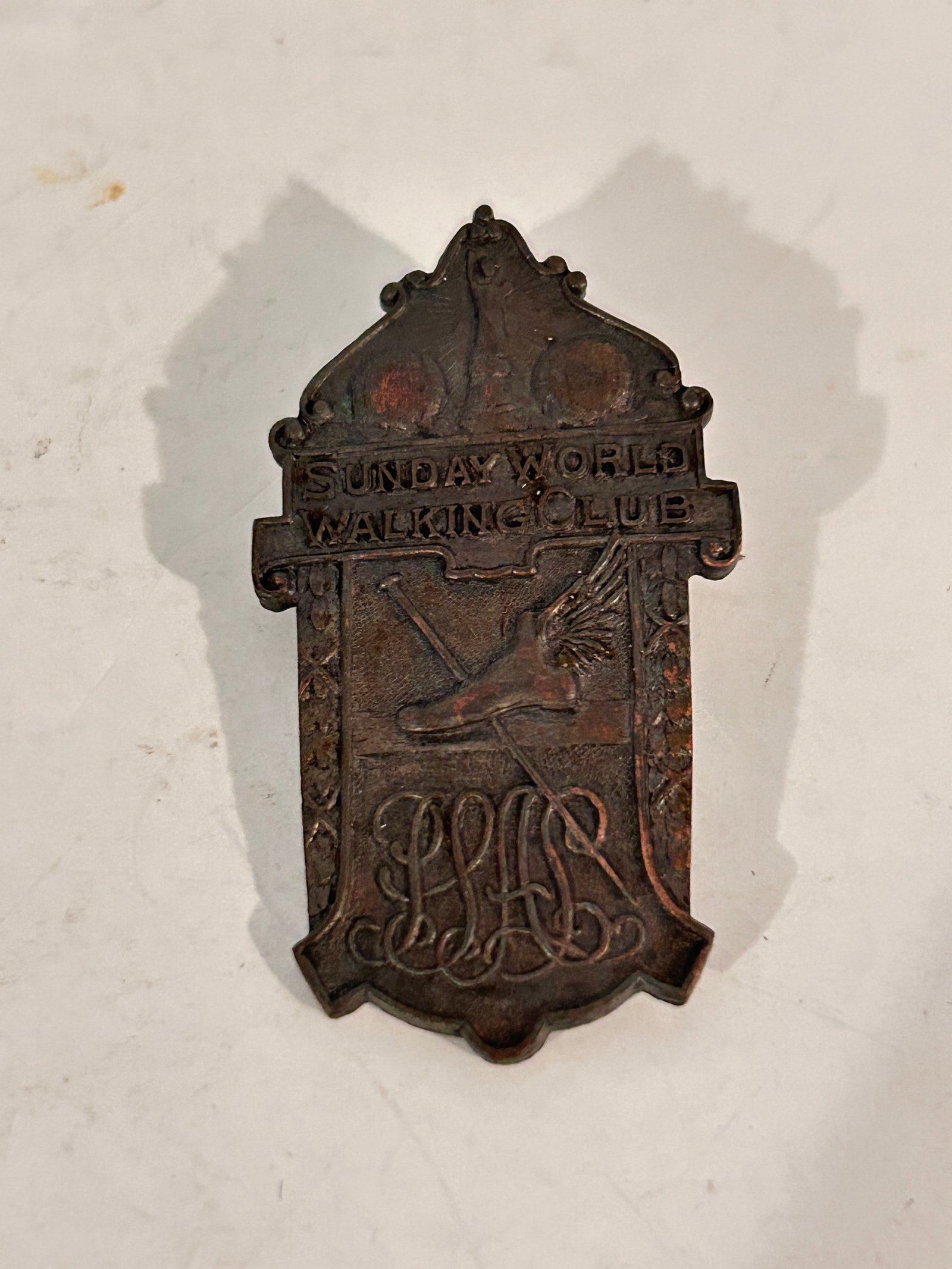 Antique Victorian Sunday World Walking Club badge pin: Antique Victorian Sunday World Walking Club badge pin Please view all photos as they are part of the description and condition of this Item, Feel free to contact me with questions or picture requests!