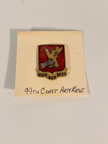 WW2 - US Army 99th Coast Artillery Regiment Unit Crest Pin