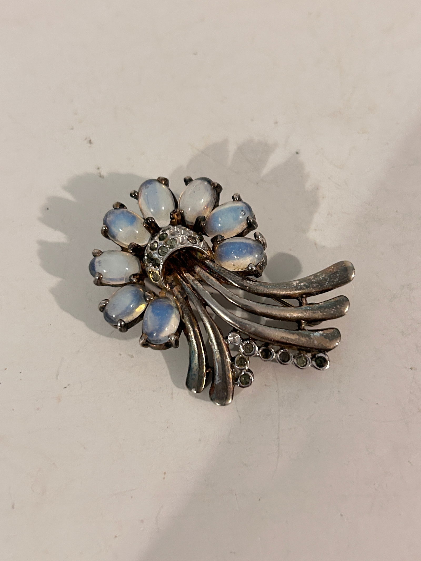 Vintage Reja jelly belly floral Sterling Broach pin missing a few stones (1 of 5)