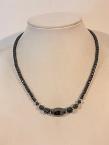 Vintage Hematite/black Necklace 17"