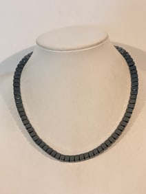 Vintage Hematite/black Necklace 17"