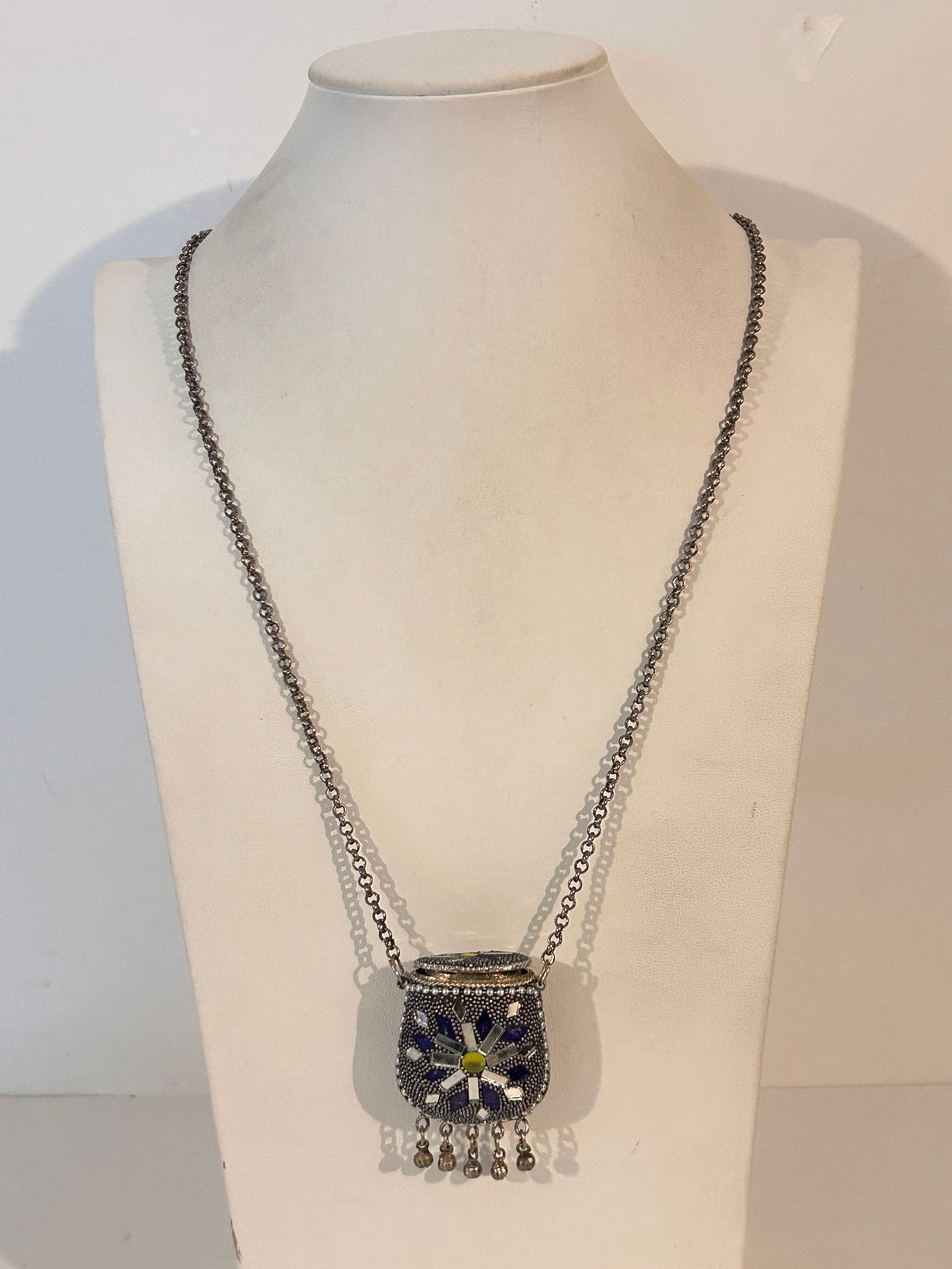 Vintage mini pill pocket book purse pendant Necklace 32" (1 of 5)