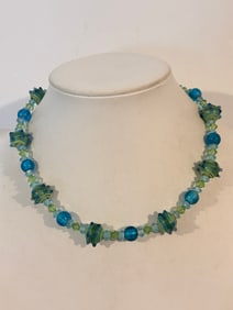 Murano Glass Turquoise Necklace 15"