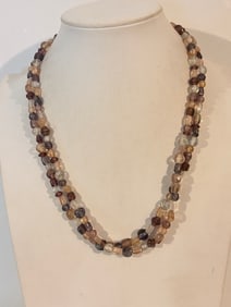 Vintage Doubled strand glass bead Necklace 20"