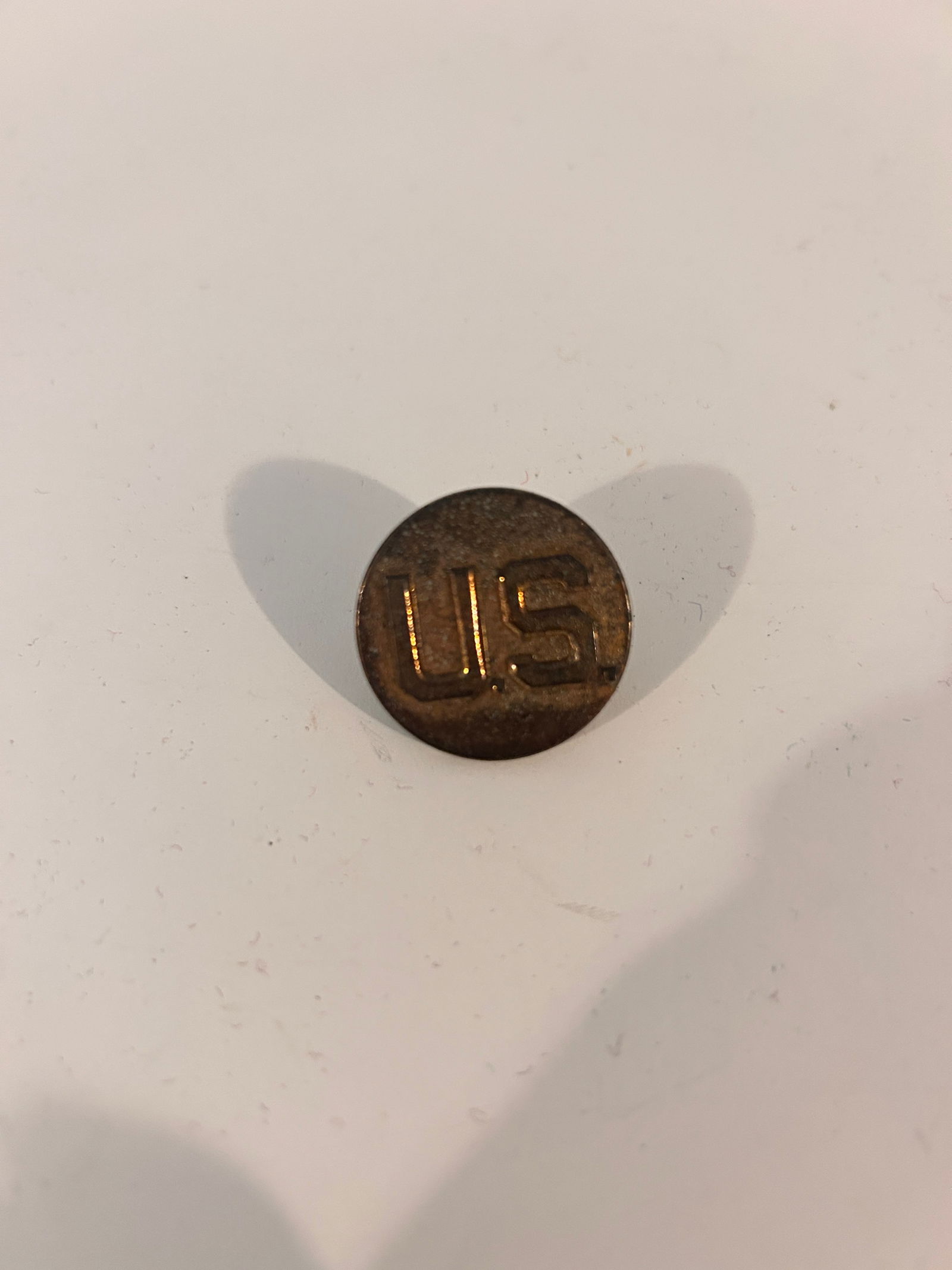 Vintage WW II Brass US Army Military Collar Screw back Button (1 of 4)