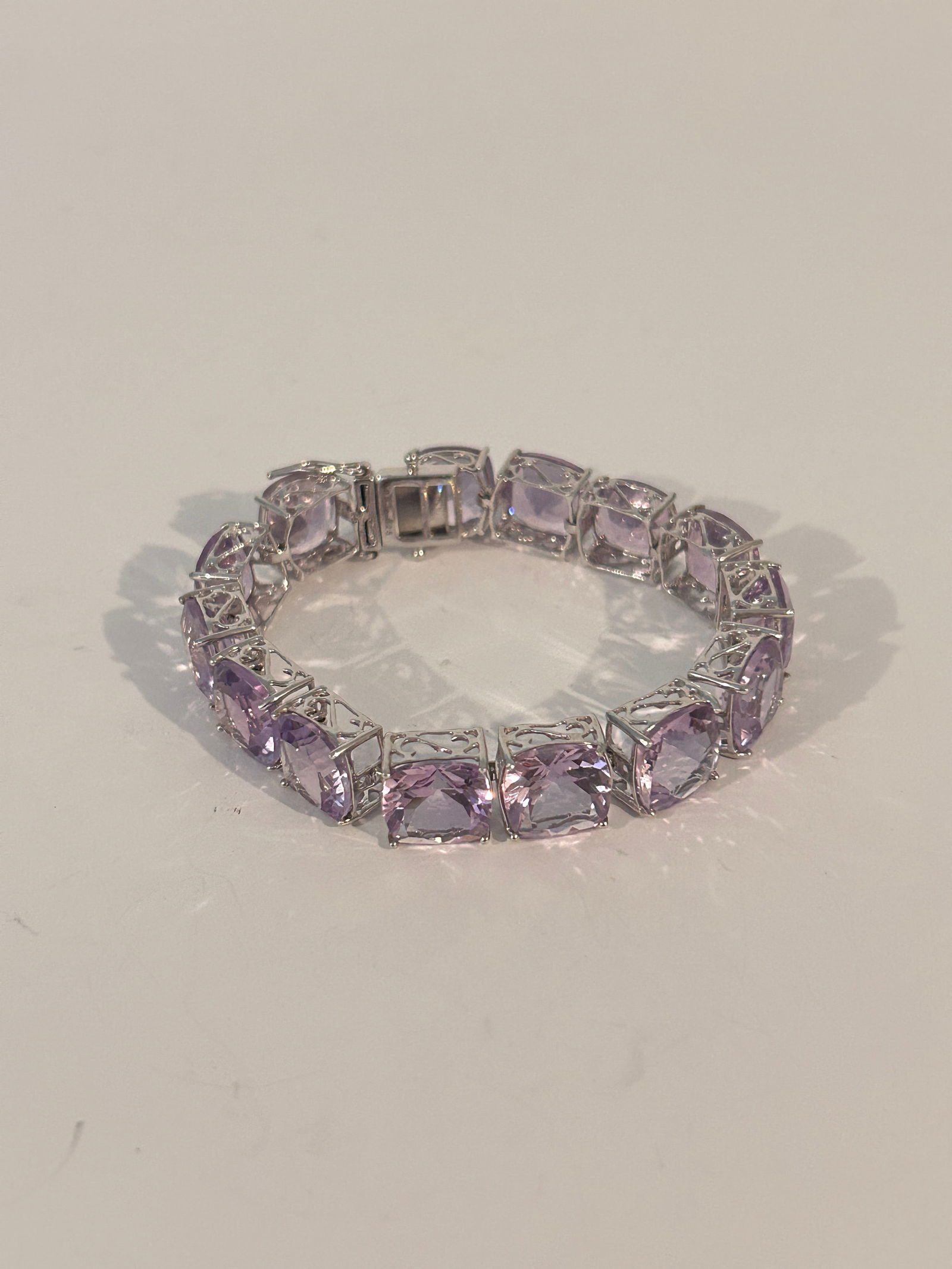 BBJ Sterling Silver Large Stone Amethyst Tennis Bracelet 7 1/2": BBJ Sterling Silver Large Stone Amethyst Tennis Bracelet 7 1/2" Please view all photos as they are part of the description and condition of this Item, Feel free to contact me with questions or picture