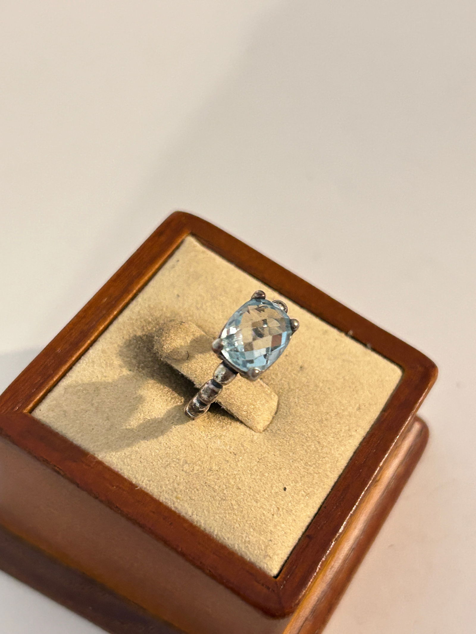 Sterling PANDORA Cool Breeze Blue Topaz Faceted Bubble Ring Sz 5: Sterling PANDORA Cool Breeze Blue Topaz Faceted Bubble Ring Sz 5 Please view all photos as they are part of the description and condition of this Item, Feel free to contact me with questions or pictur