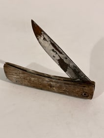 Vtg. Kissing Crane Brown Mule Sod Buster Pocket Knife Wood