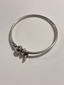 Vintage Sterling Silver Pandora & Shoe Charm Bracelet 7"