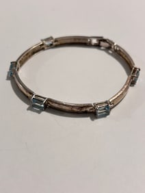 Vintage Sterling Silver Tested Topaz Bracelet 7"