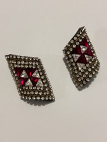 Vintage Rhinestone signed Fashion Earrings
