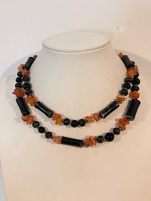 Vintage Faux Amber Necklace sz 35"