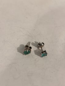 Vintage Sterling Silver blue stone post Earrings