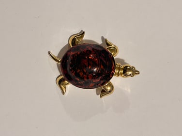 Vintage M Jent Turtle Brooch