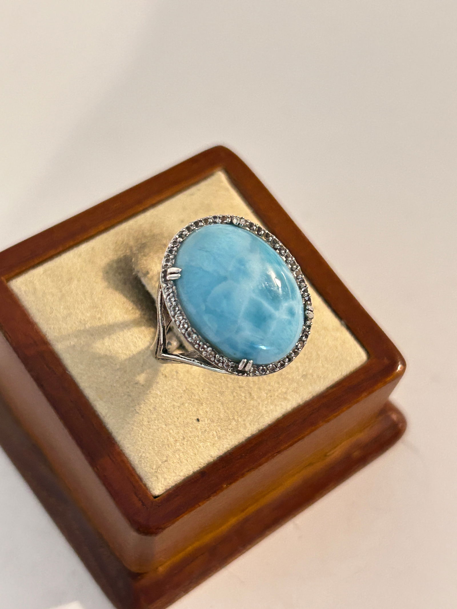 Vintage Sterling Silver Larimar Blue Ring Sz 7 (1 of 5)