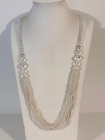 Vintage clear beaded Necklace 32"