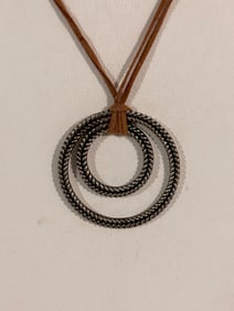 Vintage Sterling Silver pendant leather Necklace 18"