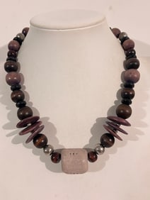 Vintage wood bead Necklace Sz 18"